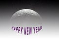 Grey white appearing big planet silhouette on clear starry sky. Happy new year. Moon, Earth, environment protection, starry sky.