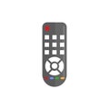 Grey with white button classic TV remote, flat illustration