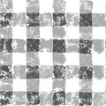 Grey and white checkered grunge gingham seamless pattern, vector