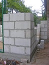 Grey / white concrete blocks / breeze block / building of garage