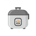 Grey and White Electric Rice Cooker on White Background Royalty Free Stock Photo