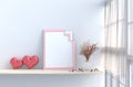 Grey-White living room decor with two hearts for valentine day. Royalty Free Stock Photo