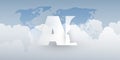 Grey and White Machine Learning, Artificial Intelligence, Cloud Computing and Global Networks Concept with World Map Royalty Free Stock Photo
