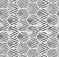 Grey on white multi hexagonal line pattern seamless repeat background Royalty Free Stock Photo