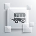 Grey Wild west covered wagon icon isolated on grey background. Square glass panels. Vector Royalty Free Stock Photo