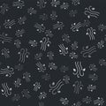 Grey Wind icon isolated seamless pattern on black background. Windy weather. Vector Illustration