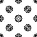 Grey Wind rose icon isolated seamless pattern on white background. Compass icon for travel. Navigation design. Vector