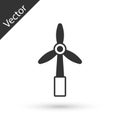 Grey Wind turbine icon isolated on white background. Wind generator sign. Windmill for electric power production. Vector