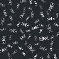 Grey Windmill icon isolated seamless pattern on black background. Vector Royalty Free Stock Photo