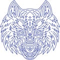 Grey Wolf Head Mono Line