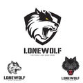 Grey Wolf head  theme. logo set. vector Royalty Free Stock Photo