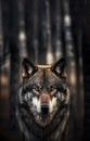 Grey wolf portrait with copy-space, generative AI Royalty Free Stock Photo