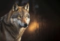 Grey wolf portrait with copy-space, generative AI Royalty Free Stock Photo