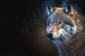 Grey wolf portrait with copy-space, generative AI Royalty Free Stock Photo