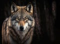 Grey wolf portrait with copy-space, generative AI Royalty Free Stock Photo