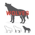 Grey wolf silhouette. Vector logo or label Royalty Free Stock Photo