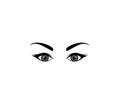 Grey woman make-up beautiful eyes with black eyebrow isolated on white background for beauty salon logo design