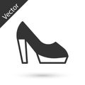 Grey Woman shoe with high heel icon isolated on white background. Vector