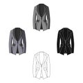 Grey Women s jacket with pockets. Work austere style.Women clothing single icon in cartoon,black style vector symbol