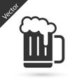Grey Wooden beer mug icon isolated on white background. Vector Royalty Free Stock Photo