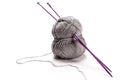 Grey wool and needles