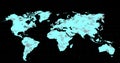 Grey world map changing to mostly blue on a black background Royalty Free Stock Photo