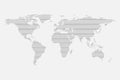 Grey World map of lines isolated on white background. Flat globe template for website design, infog