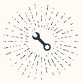Grey Wrench spanner icon isolated on beige background. Abstract circle random dots. Vector Royalty Free Stock Photo