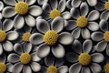 Greyand yellow flowers pattern, Generative Ai Royalty Free Stock Photo