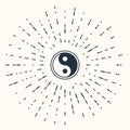 Grey Yin Yang symbol of harmony and balance icon on beige background. Abstract circle random dots. Vector