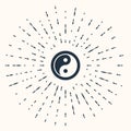 Grey Yin Yang symbol of harmony and balance icon isolated on beige background. Abstract circle random dots. Vector