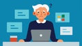 A greyhaired man sitting at a computer with a confused expression struggling to navigate through different tabs and Royalty Free Stock Photo