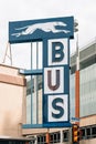 Greyhound Bus sign in San Antonio, Texas Royalty Free Stock Photo
