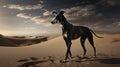 Greyhound Dog In Desert: Daz3d Style Chiaroscuro Portraiture