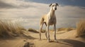 Greyhound Dog In The Sand: A Narrative-driven Visual Storytelling