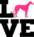 Greyhound love with pink silhouette