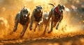 greyhounds race in a competitive race Royalty Free Stock Photo