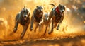 greyhounds race in a competitive race