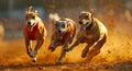 greyhounds race in a competitive race Royalty Free Stock Photo