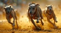 greyhounds race in a competitive race Royalty Free Stock Photo