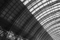 Greyscale of the Central Railway Station under sunlight in Frankfurt in Germany Royalty Free Stock Photo