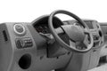 Greyscale shot of the dashboard of modern car Royalty Free Stock Photo
