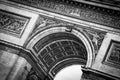 Greyscale shot of the famous historical Arch of Triumph in Paris, France Royalty Free Stock Photo