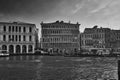 Greyscale shot of the Grand Canal in Venice, Italy