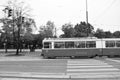 Greyscale shot of old historic tramway in Vienna, Austria