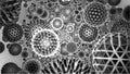 Greyscale Viruses Closeup with detph of field effect - 3D Illustration