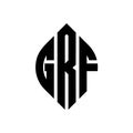GRF circle letter logo design with circle and ellipse shape. GRF ellipse letters with typographic style. The three initials form a Royalty Free Stock Photo
