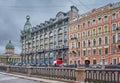 Griboyedov Canal Embankment, view of the former profitable house S. Kurundyshev, 1875-1876, and Singer company house, 1902-1904