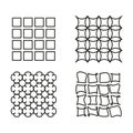 Grid abstract patterns. Geometric linear shapes. Four texture samples. Vector optical elements. Royalty Free Stock Photo