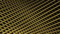 Grid background with diagonal metal lines. Motion. Grid of 3d metal lines. Moving background with distortion and grid of